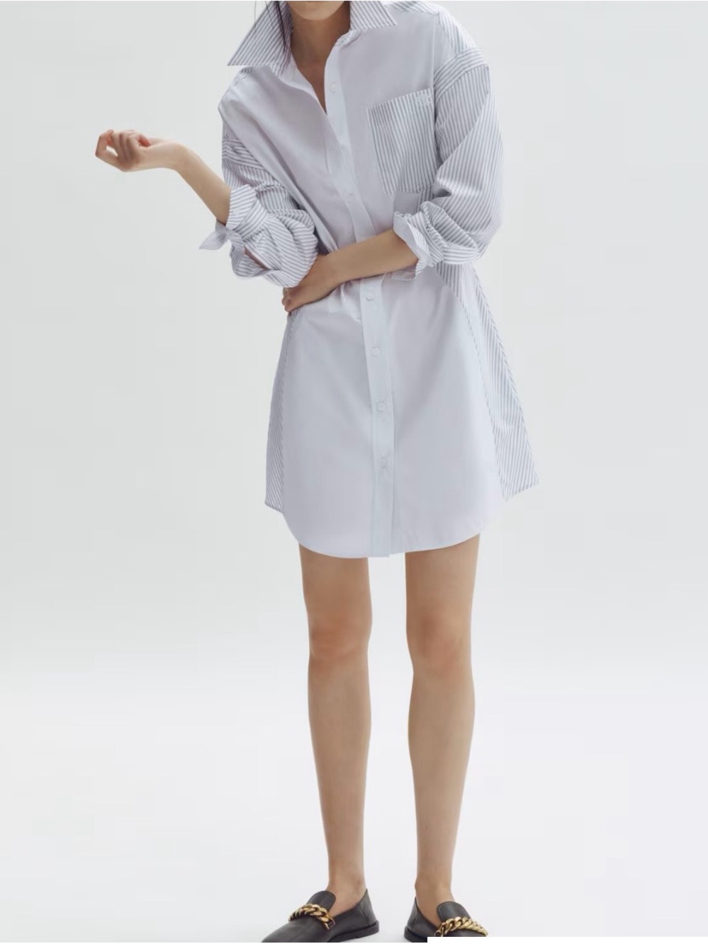 Stella McCartney White Pinstripe Shirt Mini Dress